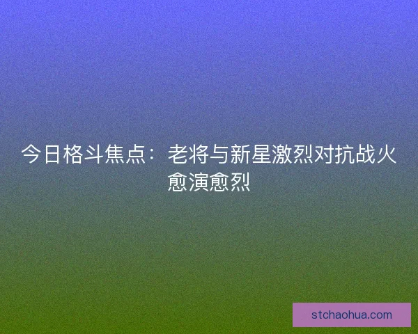今日格斗焦点:老将与新星激烈对抗战火愈演愈烈 今日格斗焦点:老将与新星激烈对抗战火愈演愈烈