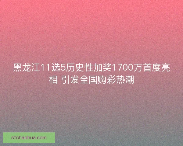 黑龙江11选5历史性加奖1700万首度亮相 引发全国购彩热潮